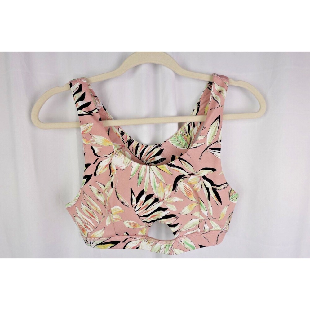 MinkPink Pink Floral Crop Top‎ Large Cutout Back Tropical Tank Bra Festival Y2K